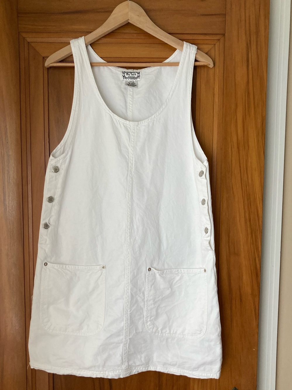 Vintage / White Denim jumper dress